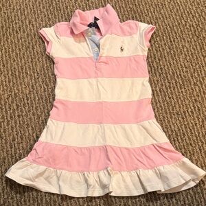 Ralph Lauren Pink and White Striped Polo Dress for Girls
